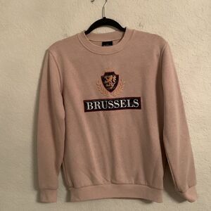 Sweater Long Sleeve Crew Neck Brussels Belgium Embroidered Size XS